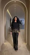 Çiçek Desenli Viskon Kumaş İkili Takım