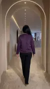 Mor 3D Kelebek Detaylı Mor Simli Ceket