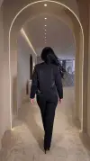 Siyah 3D Kelebek Detaylı Simli Ceket