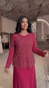 Damla Taş Detaylı Pembe Krep Kumaş Bluz