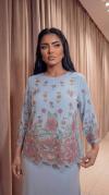 Gül Desenli Krep Kumaş BebeMavi Bluz